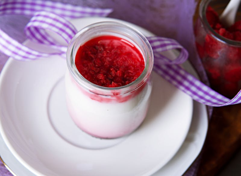 Panna Cotta - Italian cream dessert with berry coulis